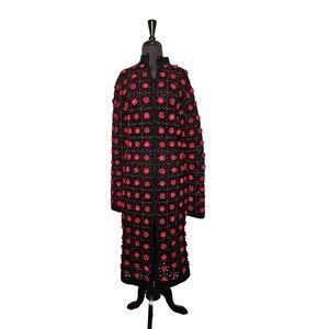 Samy Chalon Crochet Duster Jacket Cardigan FR 40 US M Floral Applique Whimsygoth